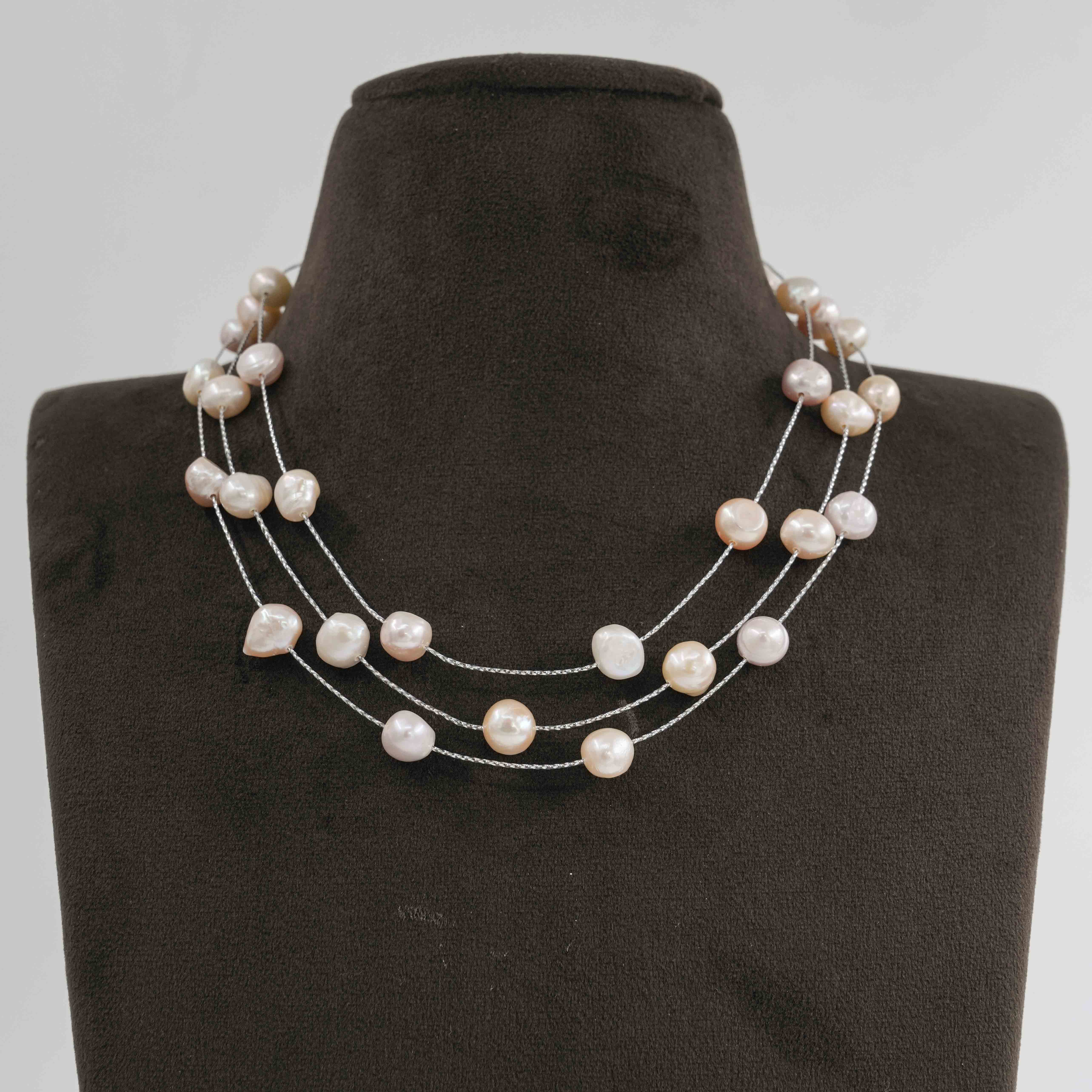 Baroque 3 Layered Shaded Pearl Fancy Chain